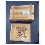 2 small wooden storage boxes