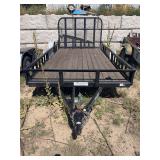 12 ft PJTM Single-Axle Wood Deck Utility Trailer with Ramp Gate