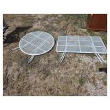 2 matching metal outdoor tables