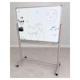 Large Double-Sided Mobile Dry-Erase Whiteboard on Rolling Stand