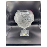 Vintage Bohemian Hand-Cut Lead Crystal Footed Bowl – Czechoslovakia