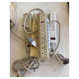 Box of Power Strips, 14.1 oz Propane Fuel Bottles & Vintage Sports Flags