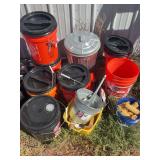 Assorted Heavy-Duty Buckets, Metal Trash Cans & Utility Containers