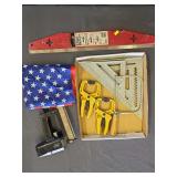 Two Squares, Clamps, Painter's Trim Guard and Craftsman Electric Stapler