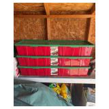 3 Holiday Storage Boxes Filled with Wrapping Paper & Christmas Gift Wrap Supplies