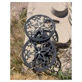 Pair of Decorative Black Metal Plant Stands / Patio Side Tables