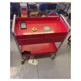 Red Rolling 2-Shelf Utility/Service Cart with Chrome Handles