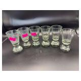 Set of 6 Vintage Clear Glass Cordial Glasses with Faceted Bases
