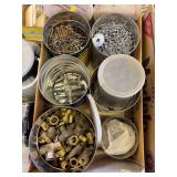 Mixed cans of hardware, nails, staples and connectors