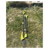 Ryobi Cordless Pole Saw & Sun Joe Pole Trimmer / Yard Tool Set- no battery