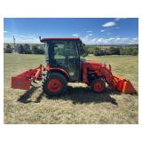 Kubota B2650 HSD Cab Tractor w/ Loader, Bucket, Forks & Land Pride Attachments – 257.9 Hrs