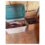 Christmas Decorations & 5-Light Electric Window Candoliers with Storage Tote