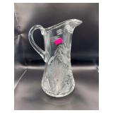 Cut Crystal Floral Etched Water Pitcher