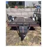 Buck Dandy Tandem-Axle Wood Flatbed Trailer with Side Rails & Spare Tire