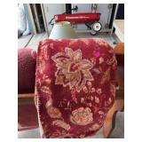 Red Floral Paisley Fleece Throw Blanket