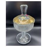 Vintage Hand-Cut Lead Crystal Pedestal Covered Candy Dish – Czechoslovakia