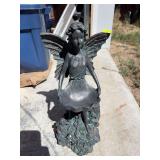 Fairy Garden Statue with Leaf-Shaped Birdbath Bowl