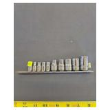 11-Piece 1/8+1/4 SAE 12-Point Chrome Socket Set w/ Rail e4-e18