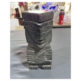 Hand-Carved Dark Stone Figure Sculpture – Heavy Decorative Statue