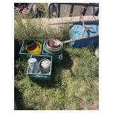 Wheel Barrel-Assorted Plastic & Ceramic Plant Pots, Planters & Garden Containers