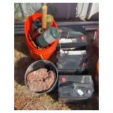 3 Sun Cycle AGM Batteries with Assorted Tools & Utility Supplies
