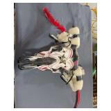 Decorated Cattle Skull with Horns, Feathers & Fur Accents