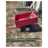 Red Steel Tow-Behind Lawn and Garden Dump Cart