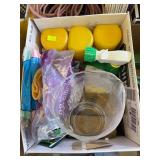 Flat with miscellaneous car rags and sponges