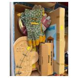 Flat with games, garden gloves, corner shelf
