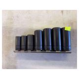 Vintage USA 7-Piece SAE Deep Impact Socket Set – Assorted Sizes on Socket Rail