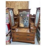 Vintage tri fold mirror dresser