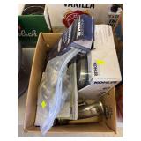 Box with shower heads faucets and clicker drain with overflow