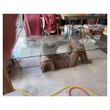 Western Cowboy Figural Glass-Top Coffee Table