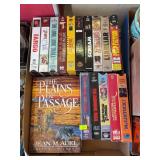 Flat with VHS tapes and storage bin of stationary paper cards