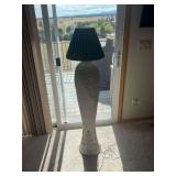 Tall Decorative Mosaic Floor Lamp with Turquoise Pleated Shade