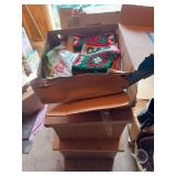 Wooden Storage Chests with Handmade Crochet Christmas Decorations & Craft Supplies