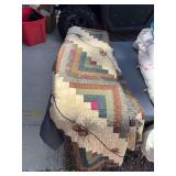 Rustic Log Cabin Patchwork Quilt w/ Pinecone & Pine Branch Embroidery (Full/Queen size)