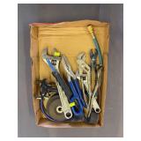 Assorted Adjustable Wrenches, Pliers, Aviation Snips & Grinding Discs