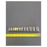 Snap-on 3/8' Drive 11-Piece 12-Point Chrome SAE Socket Set on Rail – 1/4'-7/8'