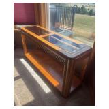 Wood & Glass Display Console Table with Lower Shelf