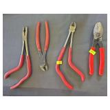 Snapon  long-handle combination pliers, adjustable/slip-joint pliers, long-handle diagonal cutting pliers, cable/wire cutter
