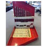 Snap-on 13-Piece Fractional Drill Bit Set 1/16”–1/4” with Metal Case 1/16” bit is missing