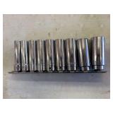 Mac Tools 9-Piece SAE Deep Socket Set – 3/8” to 7/8” on Socket Rail