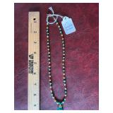Gorgeous Mixed stone and crystal necklace with malachite pendant