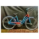 Vintage Red & Blue Step-Through Cruiser Bicycle