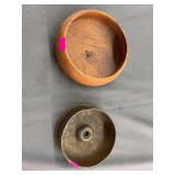 Vintage 1936 German-Marked Metal Pulley/Spool & Wooden Bowl