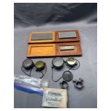 Vintage Scope Lens Covers & Sharpening Stones Lot