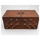 Vintage Wooden Cantilever Tool Box with Assorted Gun Cleaning & Gunsmithing Supplies