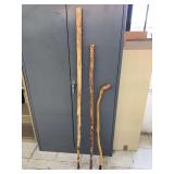 3 wood walking sticks 2 unfinished