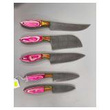5-Piece Damascus-Pattern Kitchen Knife Set – Chef, Cleaver